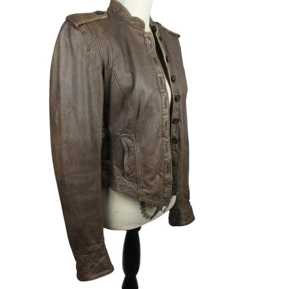 Peruvian Connection100% Sheep Leather Brown Moto Newbury Jacket Size 10 Luxury - Picture 4 of 13